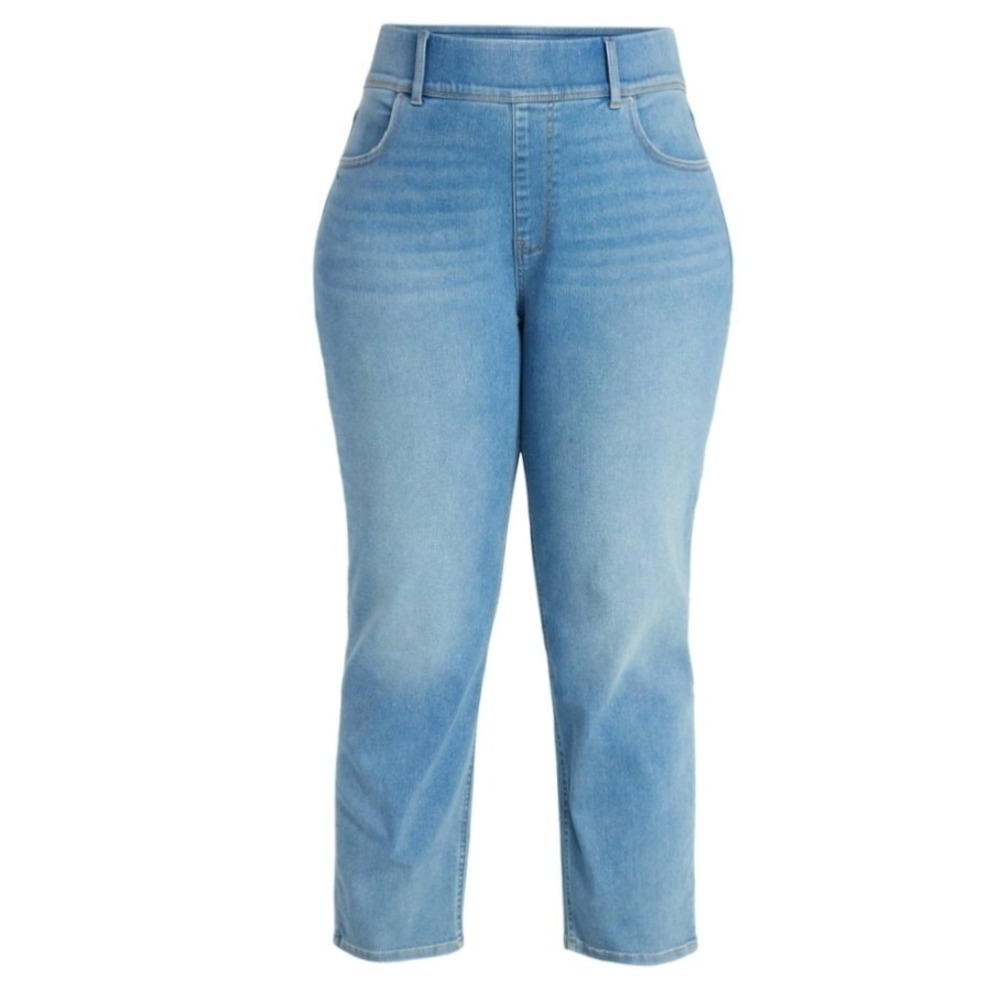 Terra & Sky High Rise Pull-On Straight Leg Jeggings 4X (28W) Medium Wash NWT - Picture 2 of 9